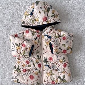 Zara Girls reversible Puffer Jacket Parka - floral/navy - size 18-24 months